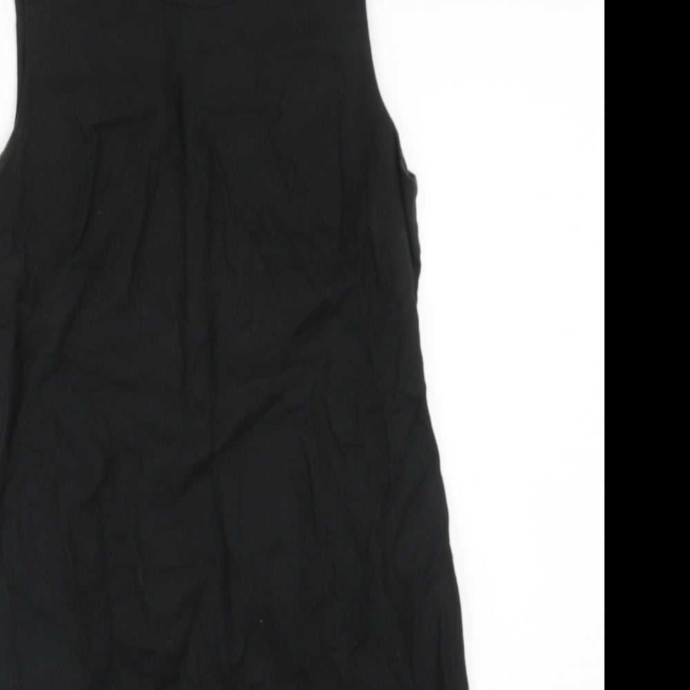 NEXT Womens Black Linen A-Line Size 12 Round Neck Zip