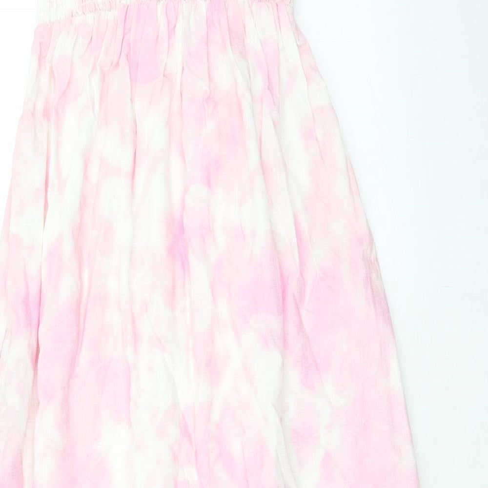 NEXT Womens Pink Tie Dye Cotton Maxi Size 12 Off the Shoulder Pullover