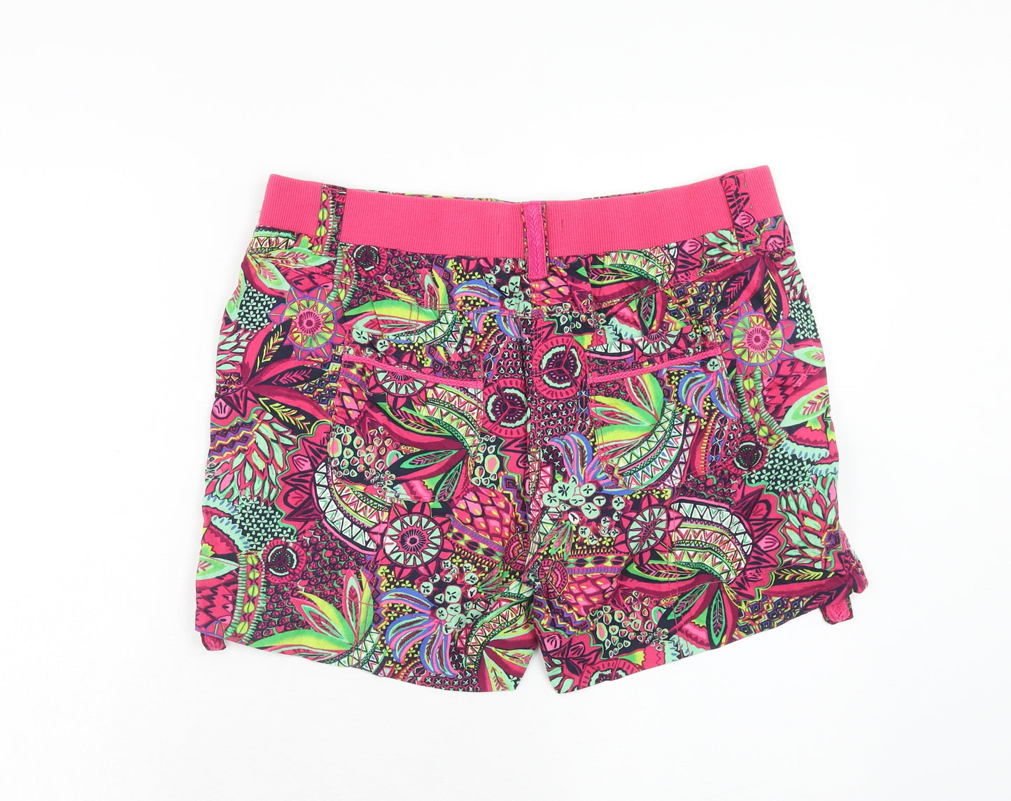 George Womens Pink Geometric Cotton Bermuda Shorts Size 12 Regular Drawstring