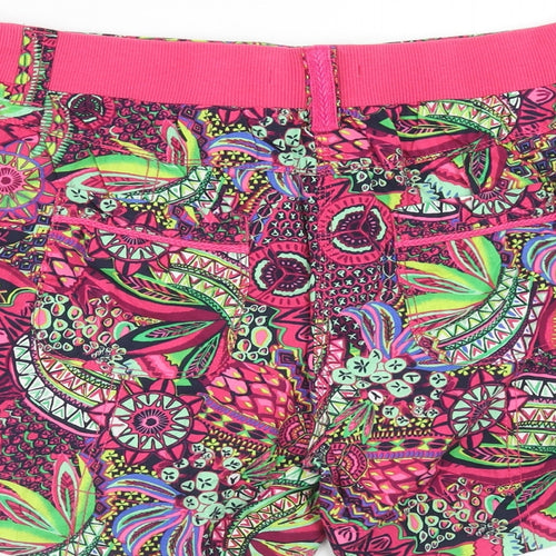 George Womens Pink Geometric Cotton Bermuda Shorts Size 12 Regular Drawstring
