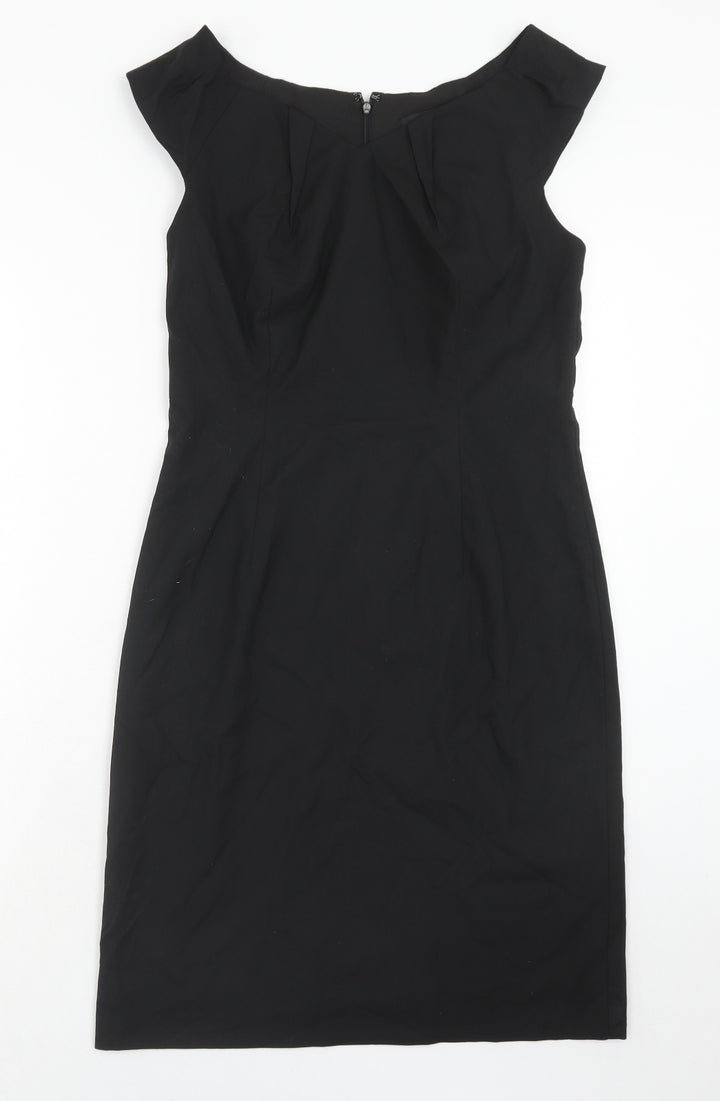 Massimo Womens Black Polyester Pencil Dress Size 8 Boat Neck Zip
