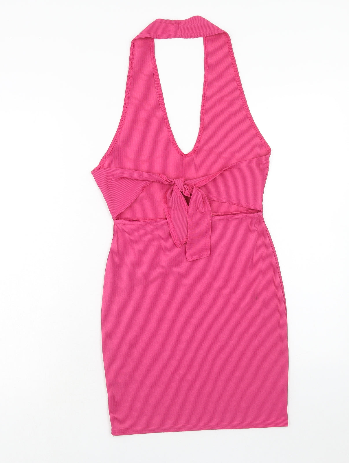 PRETTYLITTLETHING Womens Pink Polyester Mini Size 10 Halter Tie