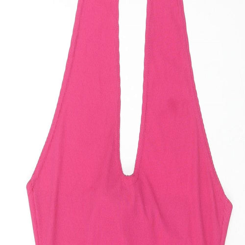 PRETTYLITTLETHING Womens Pink Polyester Mini Size 10 Halter Tie