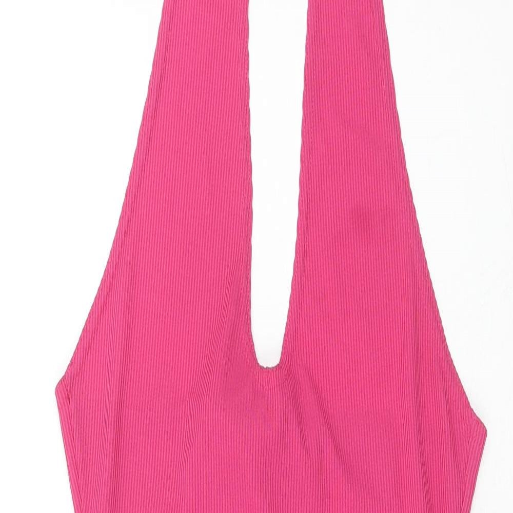 PRETTYLITTLETHING Womens Pink Polyester Mini Size 10 Halter Tie