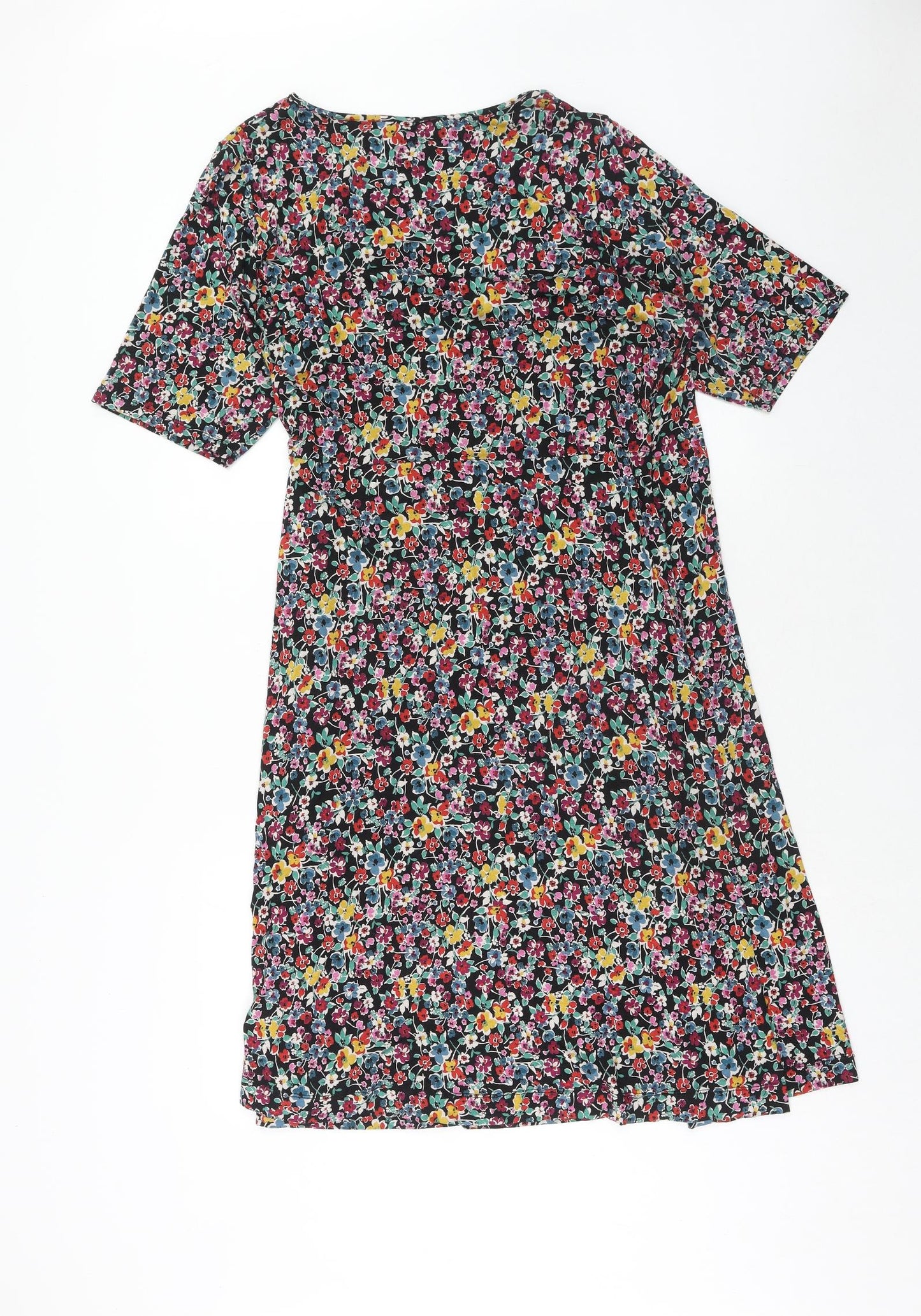 Marks and Spencer Womens Multicoloured Floral Viscose A-Line Size 20 V-Neck Pullover