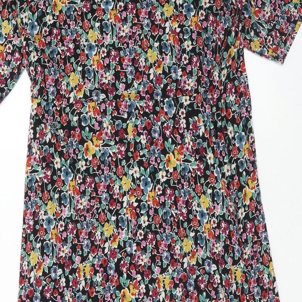 Marks and Spencer Womens Multicoloured Floral Viscose A-Line Size 20 V-Neck Pullover