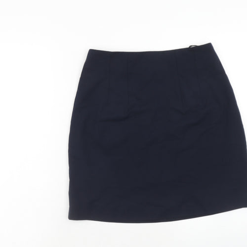 Marks and Spencer Womens Blue Polyester A-Line Skirt Size 10 Zip