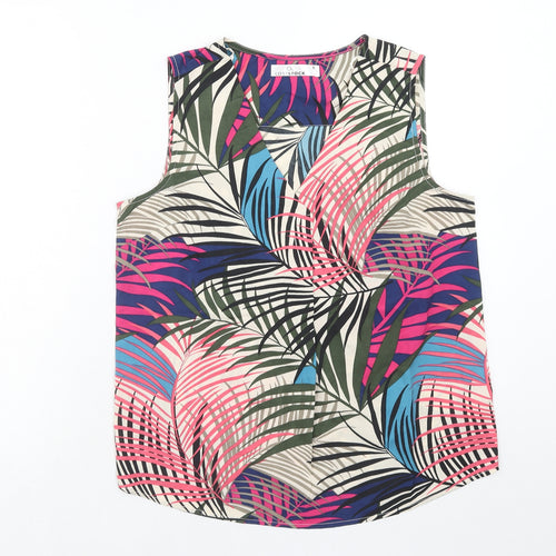 Loststock Womens Multicoloured Geometric Polyester Basic Tank Size S V-Neck