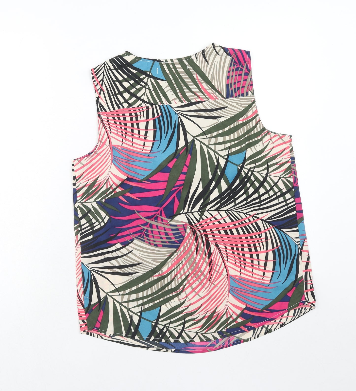 Loststock Womens Multicoloured Geometric Polyester Basic Tank Size S V-Neck