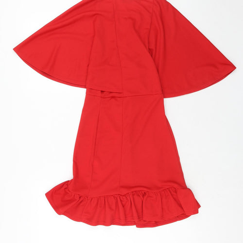 Lasula Womens Red Polyester A-Line Size 8 Round Neck Pullover