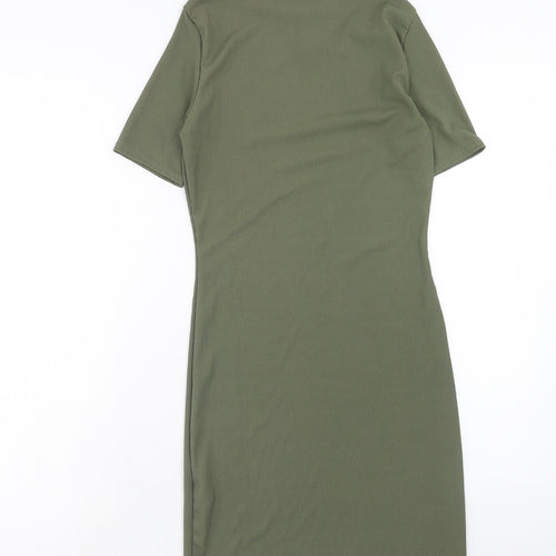 Boohoo Womens Green Polyester Shift Size 8 Round Neck Pullover