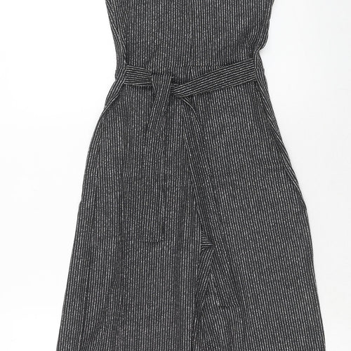 Matalan Girls Black Striped Polyester Jumpsuit One-Piece Size 12 Years Button