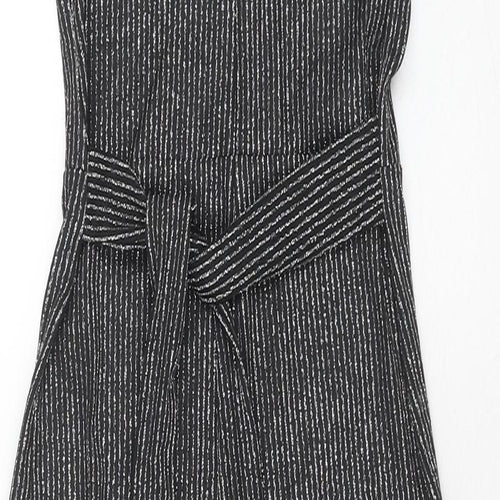 Matalan Girls Black Striped Polyester Jumpsuit One-Piece Size 12 Years Button