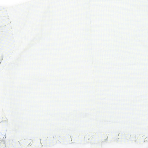 The Frolic Womens Blue Check Polyester Basic Blouse Size 10 V-Neck