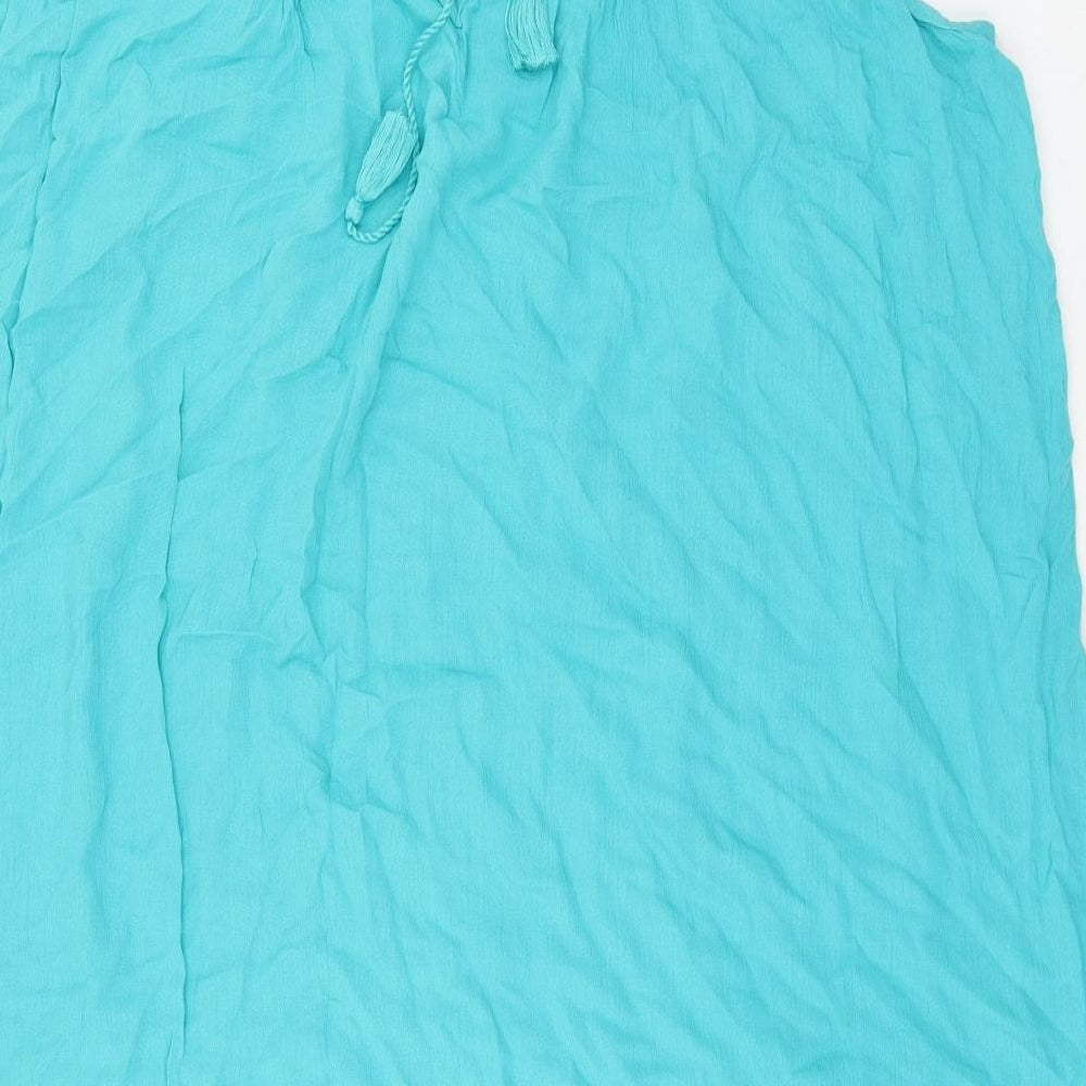 George Womens Blue Geometric Viscose A-Line Size 18 Round Neck Tie