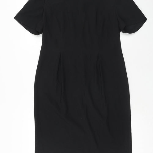 Leslie Fay Womens Black Polyester A-Line Size 12 Round Neck Zip