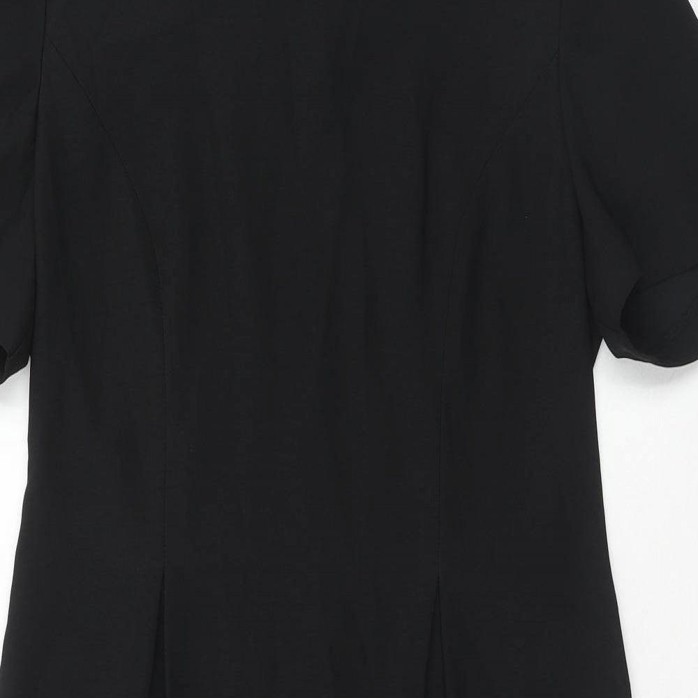 Leslie Fay Womens Black Polyester A-Line Size 12 Round Neck Zip