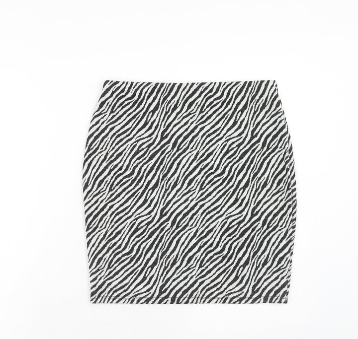 Dorothy Perkins Womens Black Animal Print Polyester Straight & Pencil Skirt Size 10 - Zebra Pattern