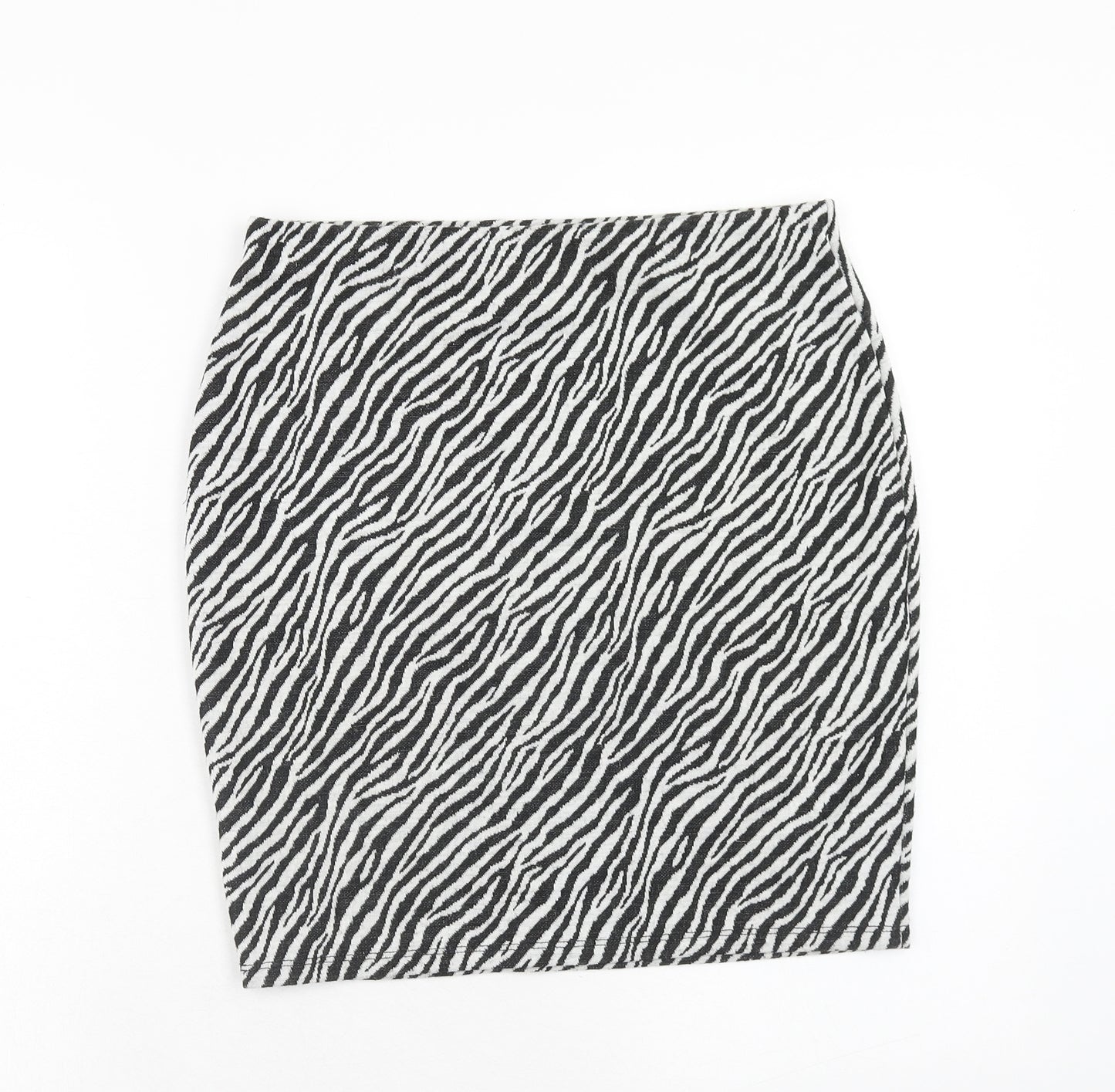 Dorothy Perkins Womens Black Animal Print Polyester Straight & Pencil Skirt Size 10 - Zebra Pattern