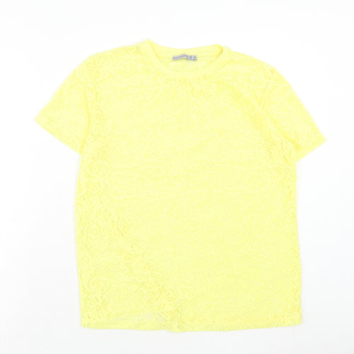 Atmosphere Womens Yellow Polyester Basic T-Shirt Size 10 Round Neck