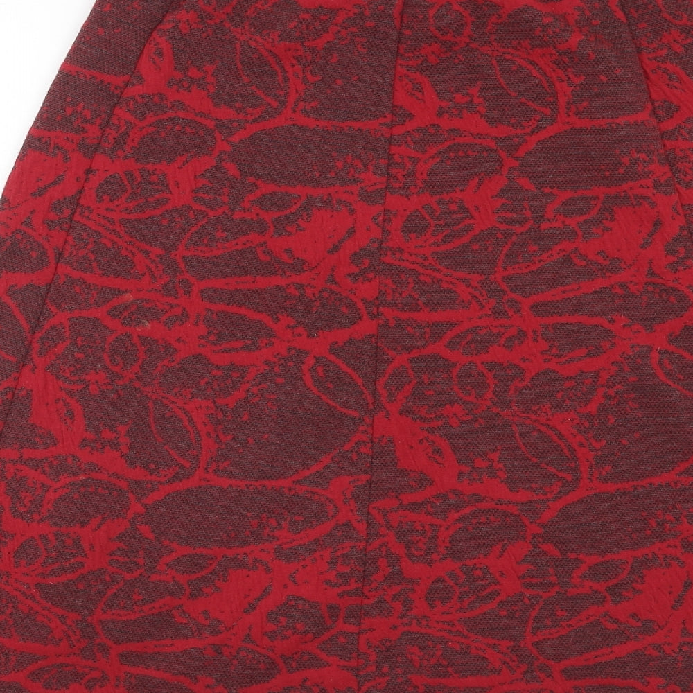 Honor Milburn Womens Red Geometric Polyester Swing Skirt Size 12