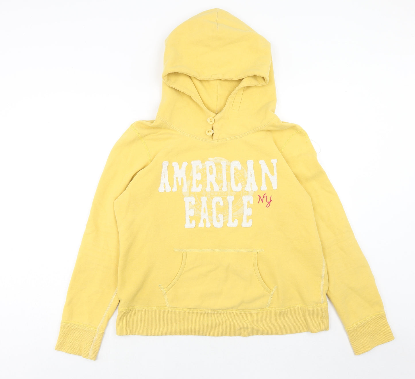 American Eagle Outfitters Womens Yellow Cotton Pullover Hoodie Size L Pullover