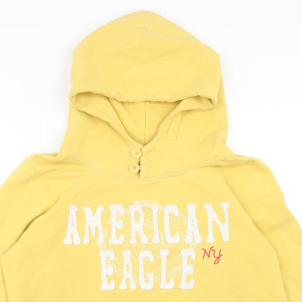 American Eagle Outfitters Womens Yellow Cotton Pullover Hoodie Size L Pullover