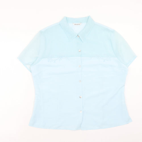 Berkertex Womens Blue Polyester Basic Button-Up Size 18 Collared