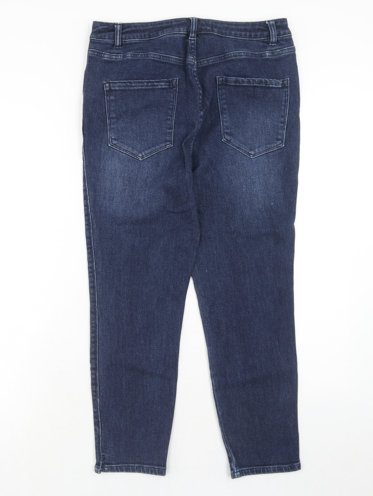 NEXT Womens Blue Cotton Straight Jeans Size 12 Regular Zip