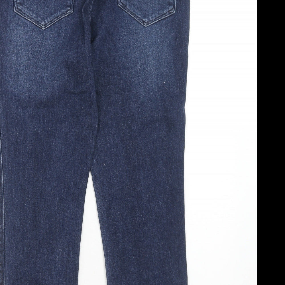 NEXT Womens Blue Cotton Straight Jeans Size 12 Regular Zip