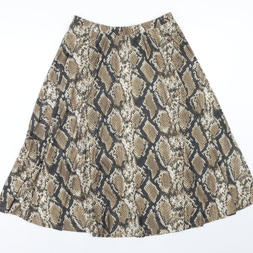 F&F Womens Brown Animal Print Polyester Swing Skirt Size 14 - Snakeskin Pattern