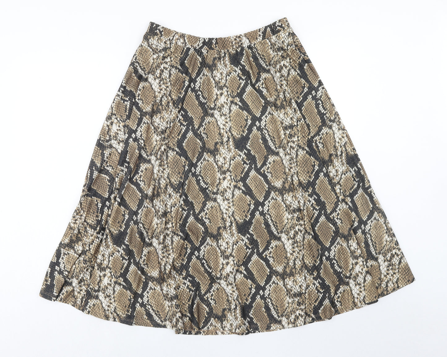 F&F Womens Brown Animal Print Polyester Swing Skirt Size 14 - Snakeskin Pattern