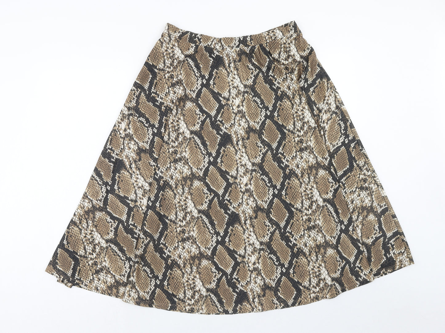 F&F Womens Brown Animal Print Polyester Swing Skirt Size 14 - Snakeskin Pattern