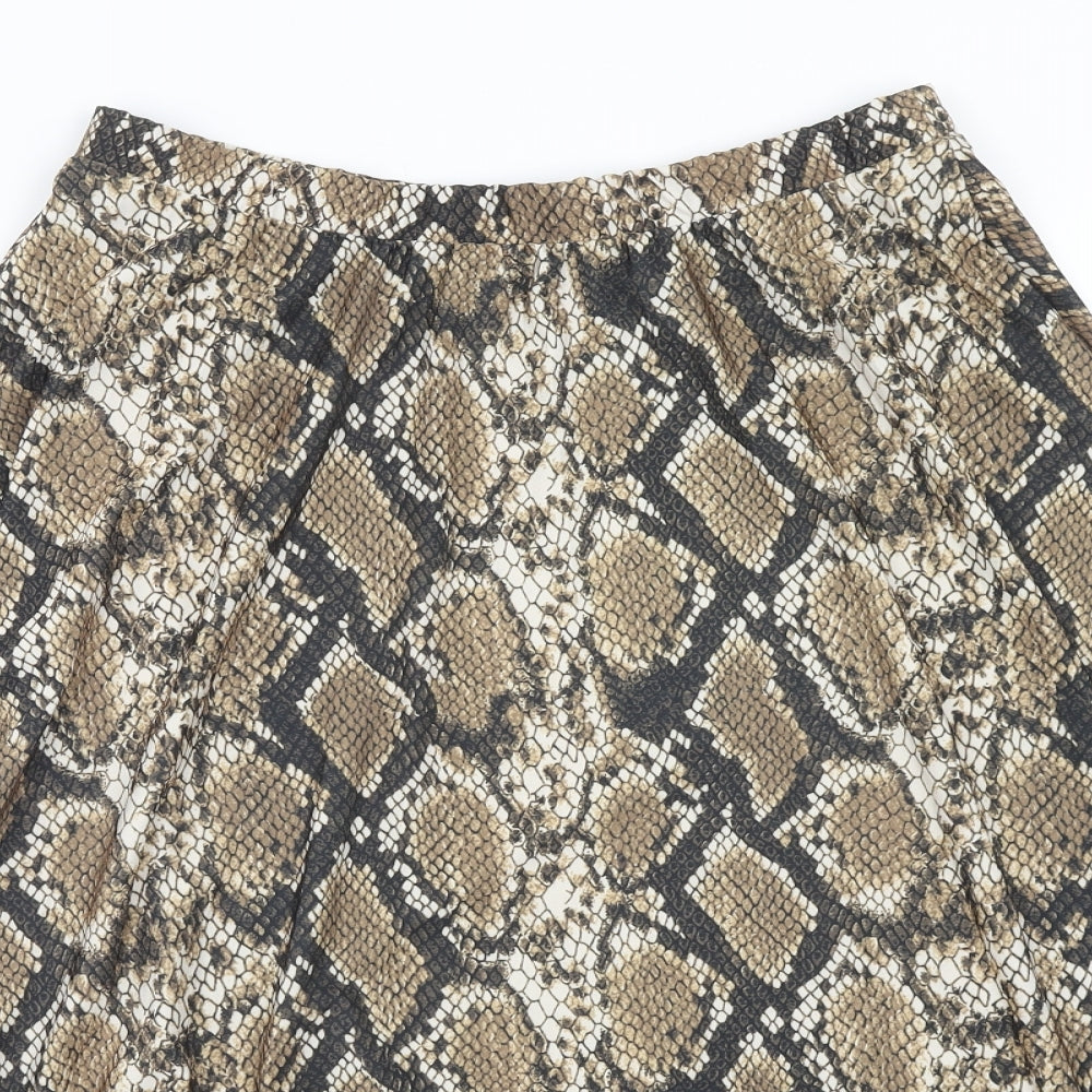 F&F Womens Brown Animal Print Polyester Swing Skirt Size 14 - Snakeskin Pattern