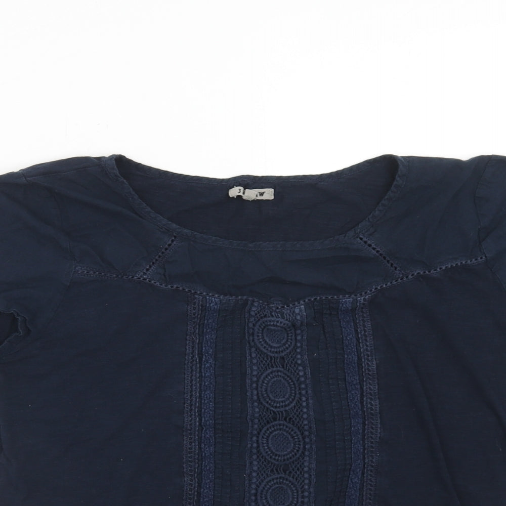Jigsaw Womens Blue Cotton Basic T-Shirt Size M Boat Neck