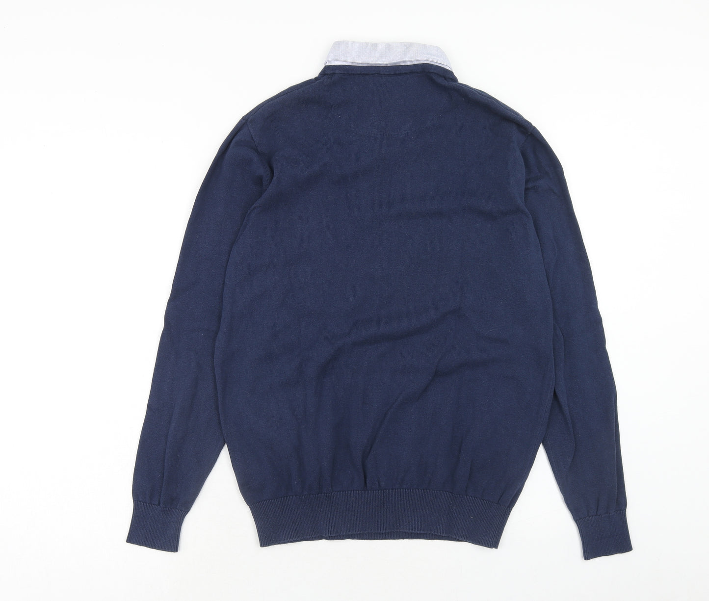 George Mens Blue Collared Cotton Pullover Jumper Size M Long Sleeve - Shirt Insert