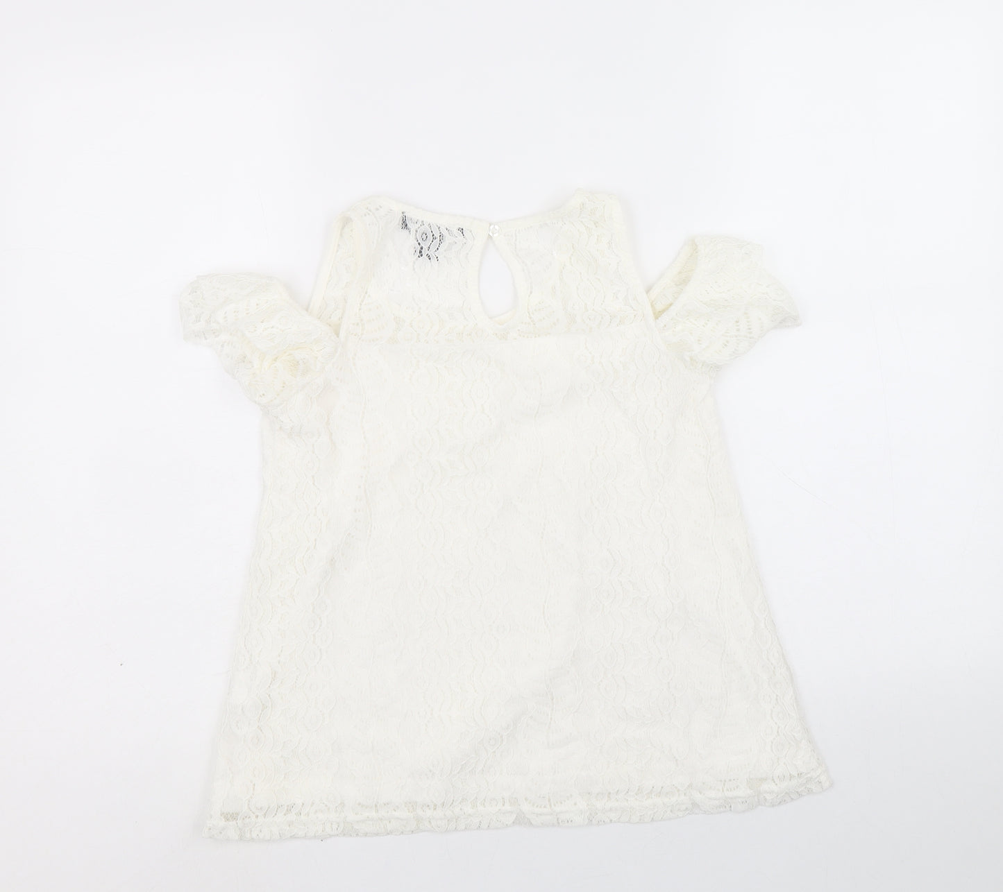 Primark Womens Ivory Nylon Basic Tank Size 6 Round Neck - Cold Shoulder