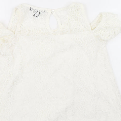 Primark Womens Ivory Nylon Basic Tank Size 6 Round Neck - Cold Shoulder
