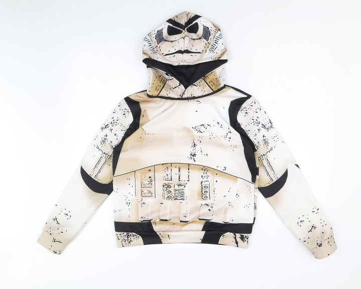 Preworn Boys Gold Geometric Polyester Pullover Hoodie Size L Pullover