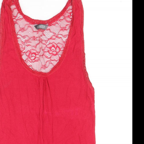 Limited Collection Womens Pink Viscose Basic Tank Size 10 Scoop Neck - Lace detail