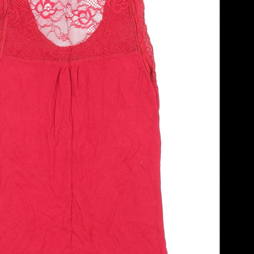 Limited Collection Womens Pink Viscose Basic Tank Size 10 Scoop Neck - Lace detail