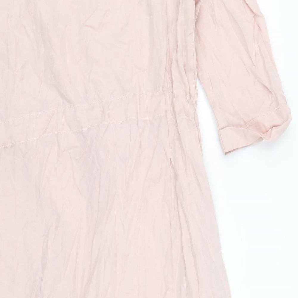 New Look Womens Pink Lyocell A-Line Size 8 Square Neck Button - Cold Shoulder