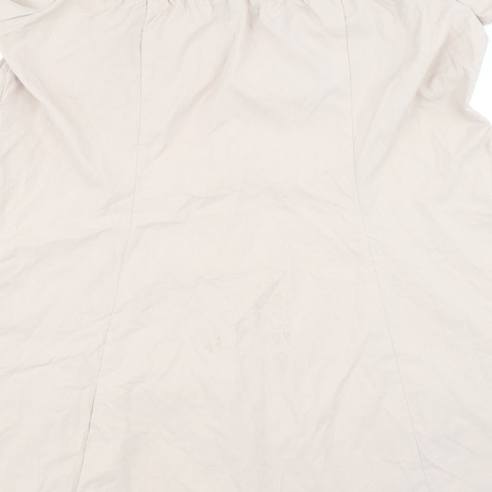 PRETTYLITTLETHING Womens Beige Polyacrylate Fibre A-Line Size 18 Boat Neck Button