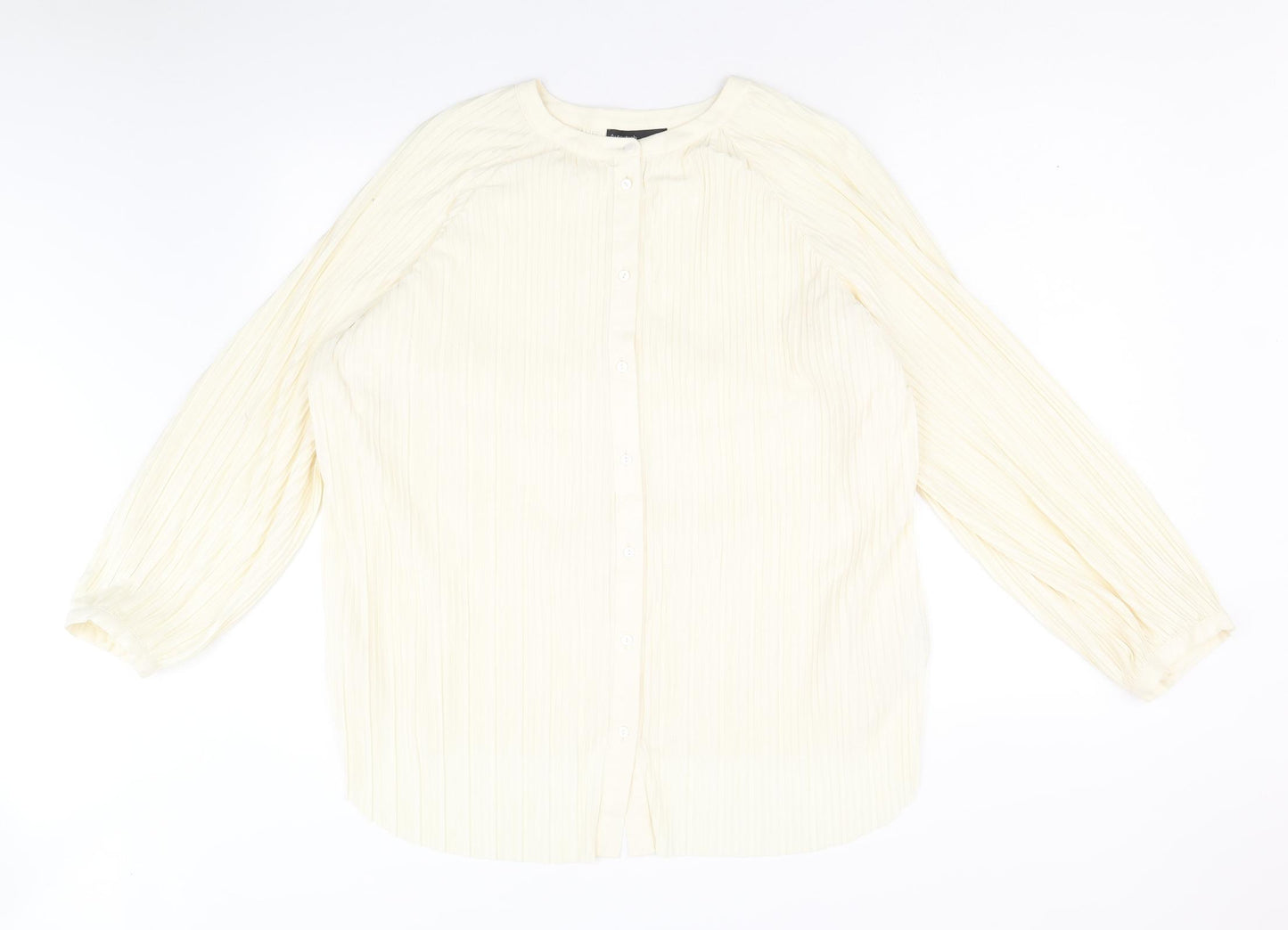 Autograph Womens Yellow Polyester Basic Button-Up Size 18 Round Neck
