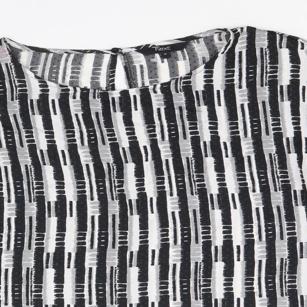 NEXT Womens Black Geometric Polyester Basic Blouse Size 14 Round Neck