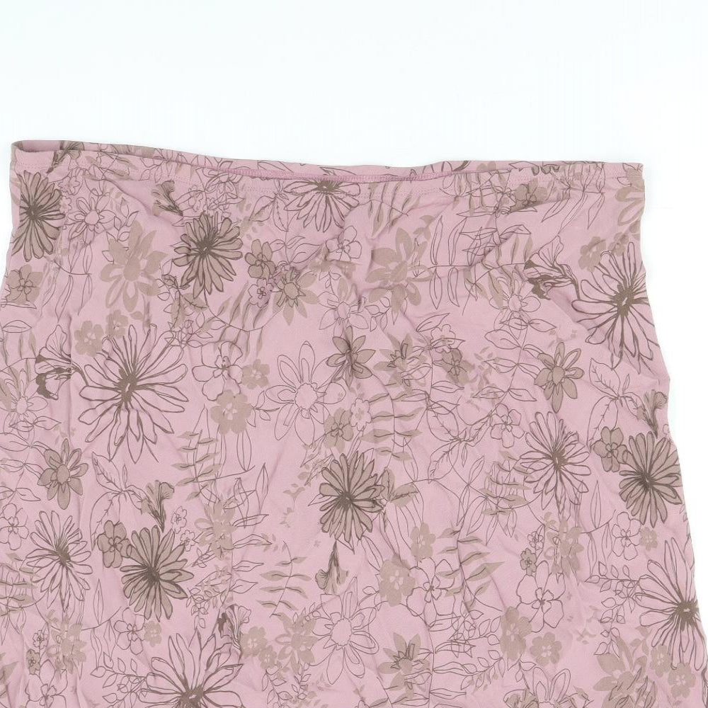 TU Womens Pink Floral Polyester A-Line Skirt Size 18