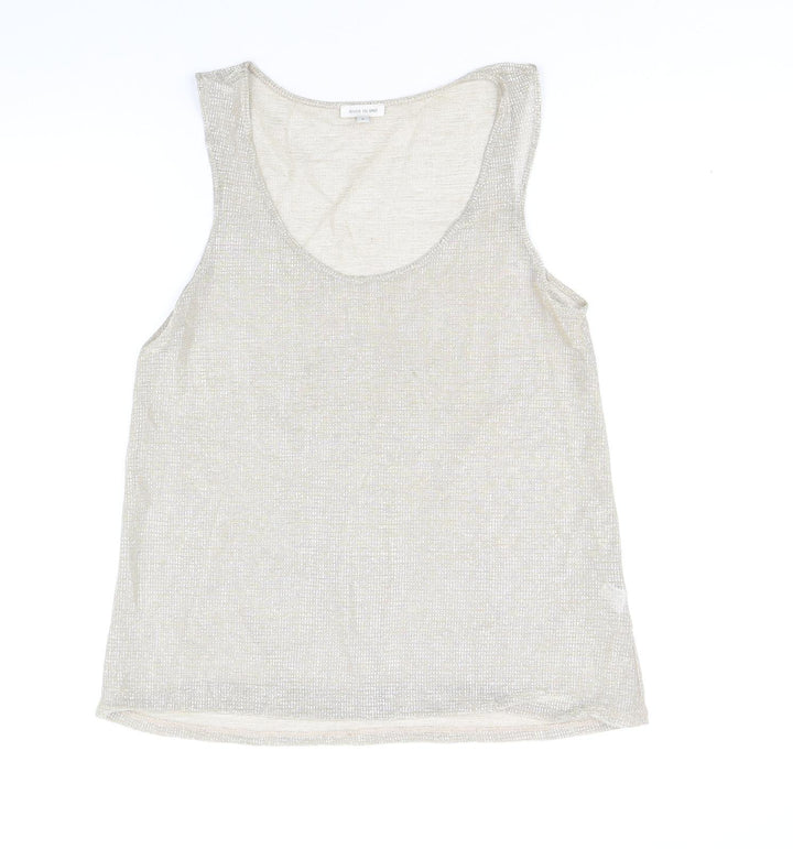 River Island Womens Gold Polyester Basic Tank Size 8 Scoop Neck