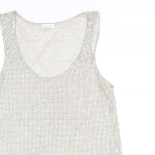 River Island Womens Gold Polyester Basic Tank Size 8 Scoop Neck