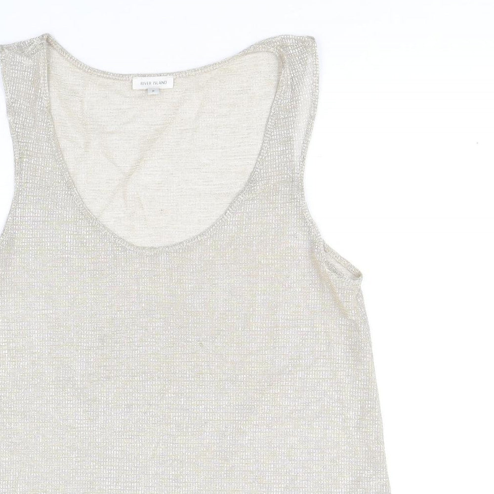 River Island Womens Gold Polyester Basic Tank Size 8 Scoop Neck