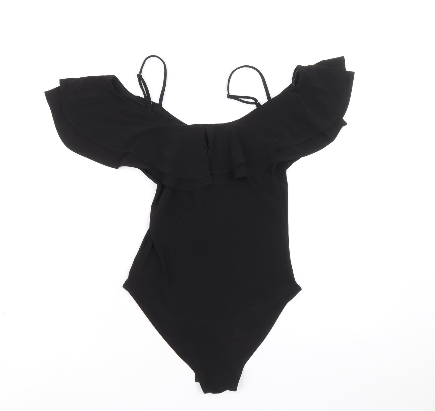 Miss Selfridge Womens Black Polyester Bodysuit One-Piece Size 8 Snap - Cold Shoulder
